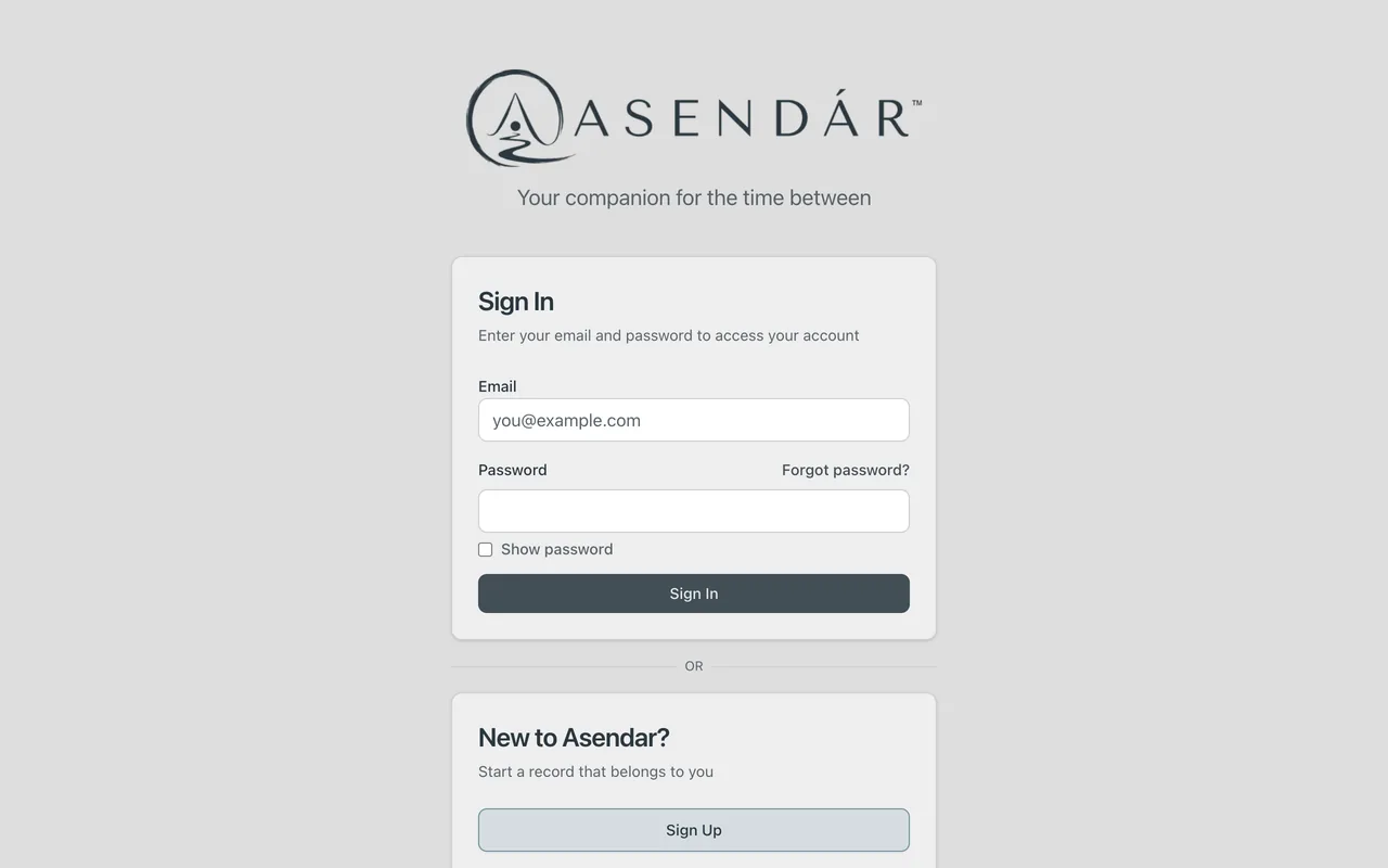 Screenshot: The sign-in page