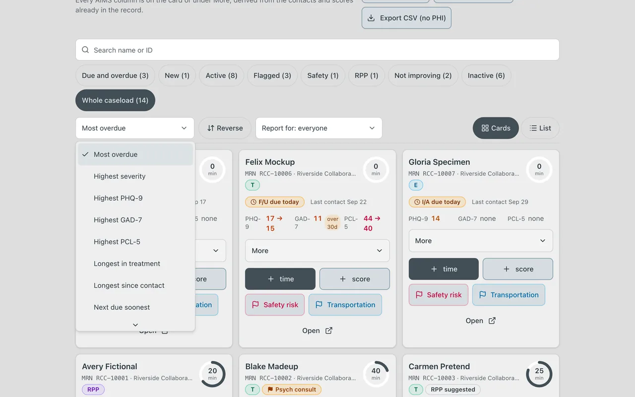 Screenshot: Sort by any column