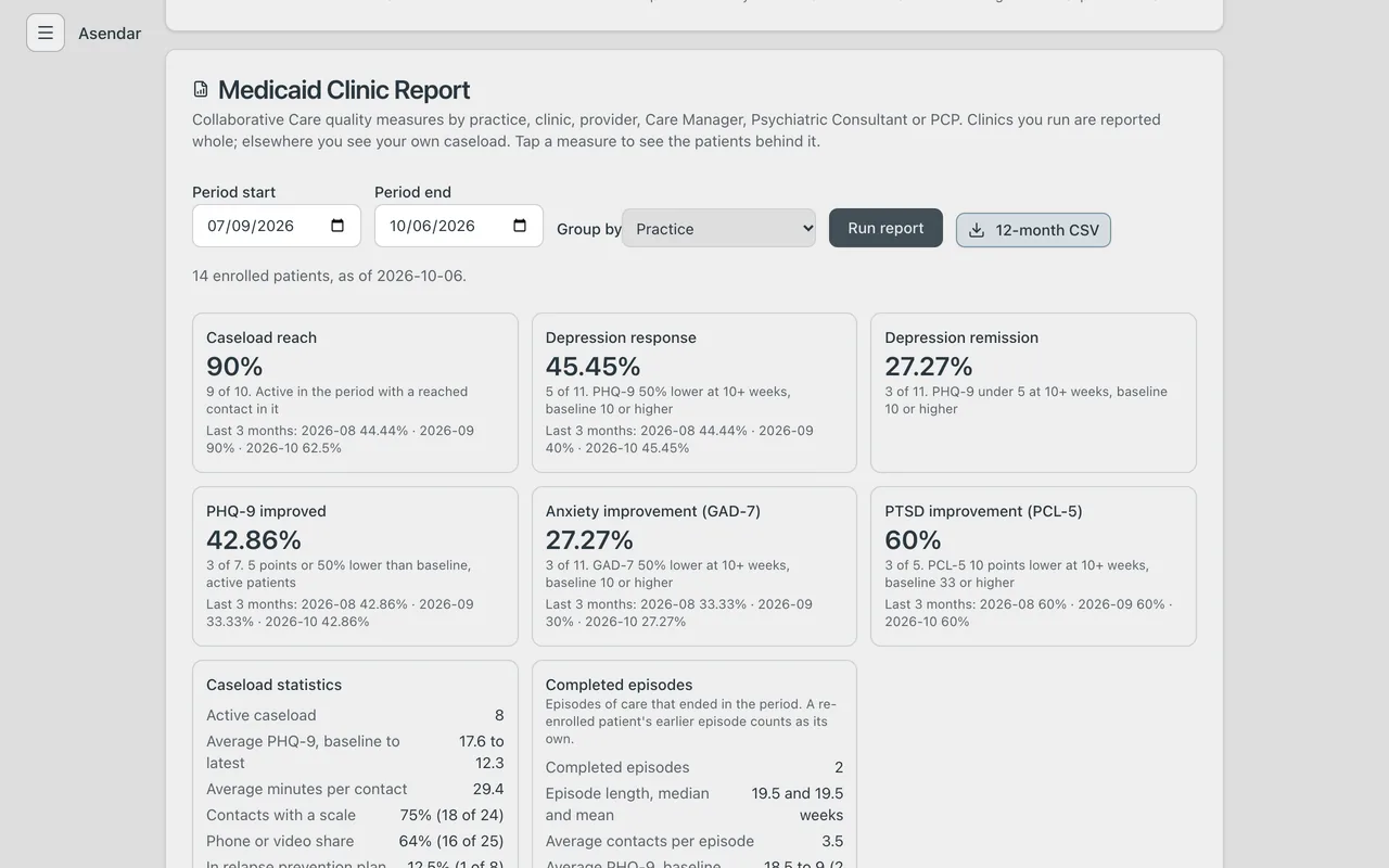 Screenshot: Medicaid Clinic Report