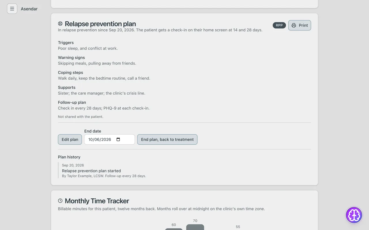 Screenshot: A patient in relapse prevention