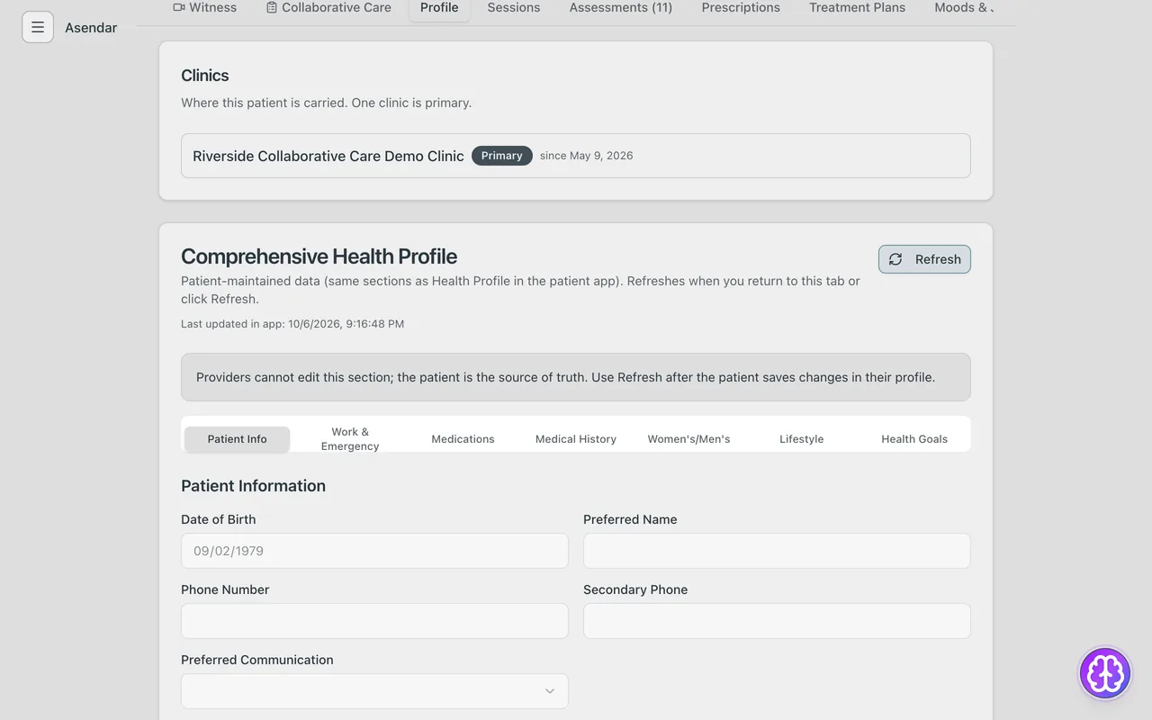 Screenshot: The Clinics card