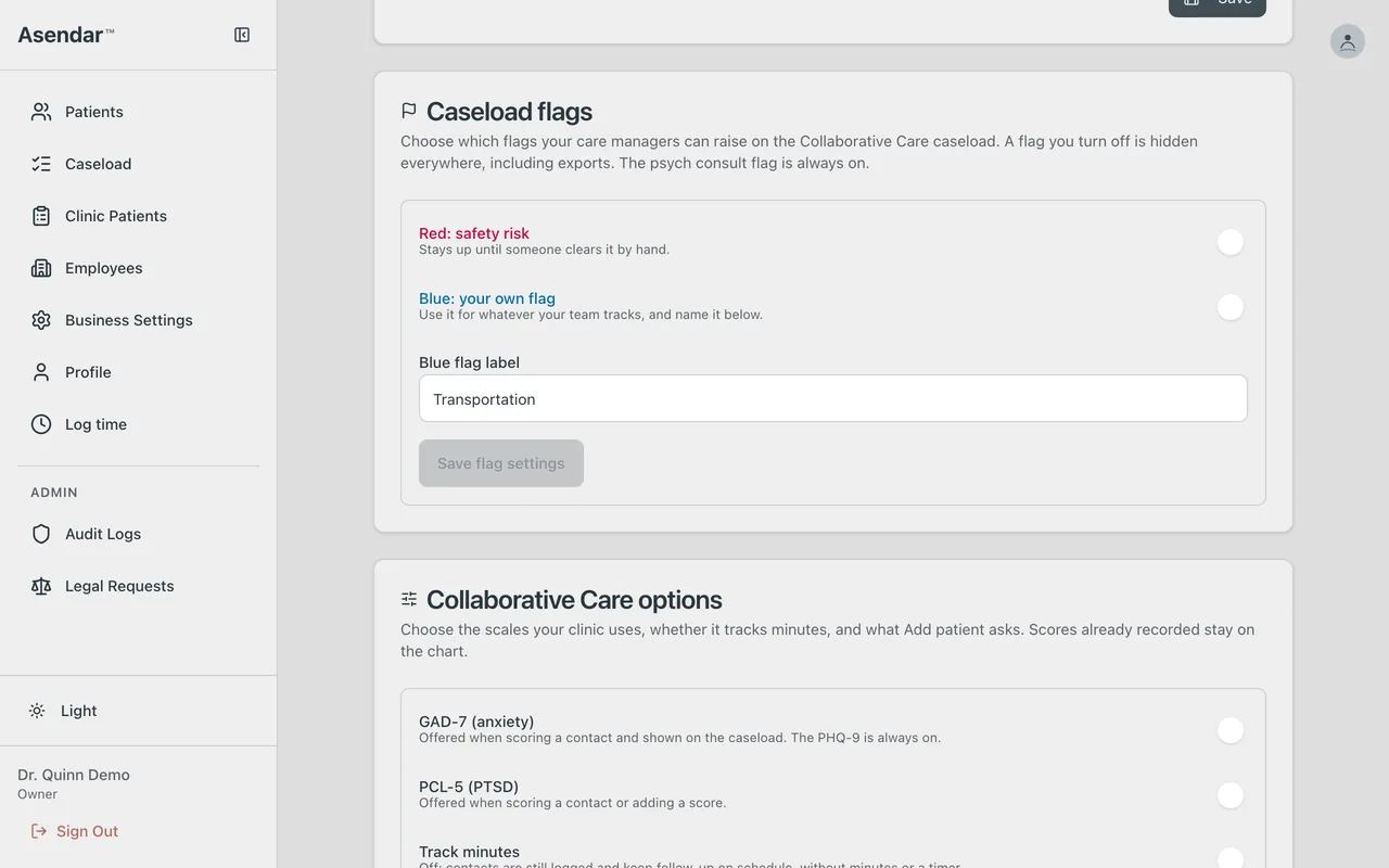 Screenshot: Caseload flags