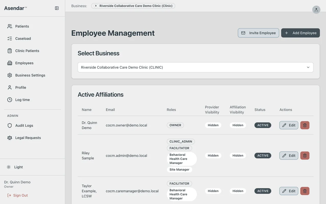 Screenshot: Employee Management