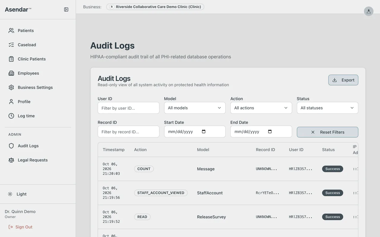 Screenshot: Audit Logs
