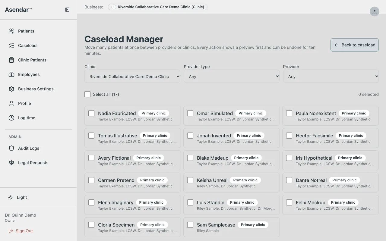 Screenshot: The Caseload Manager