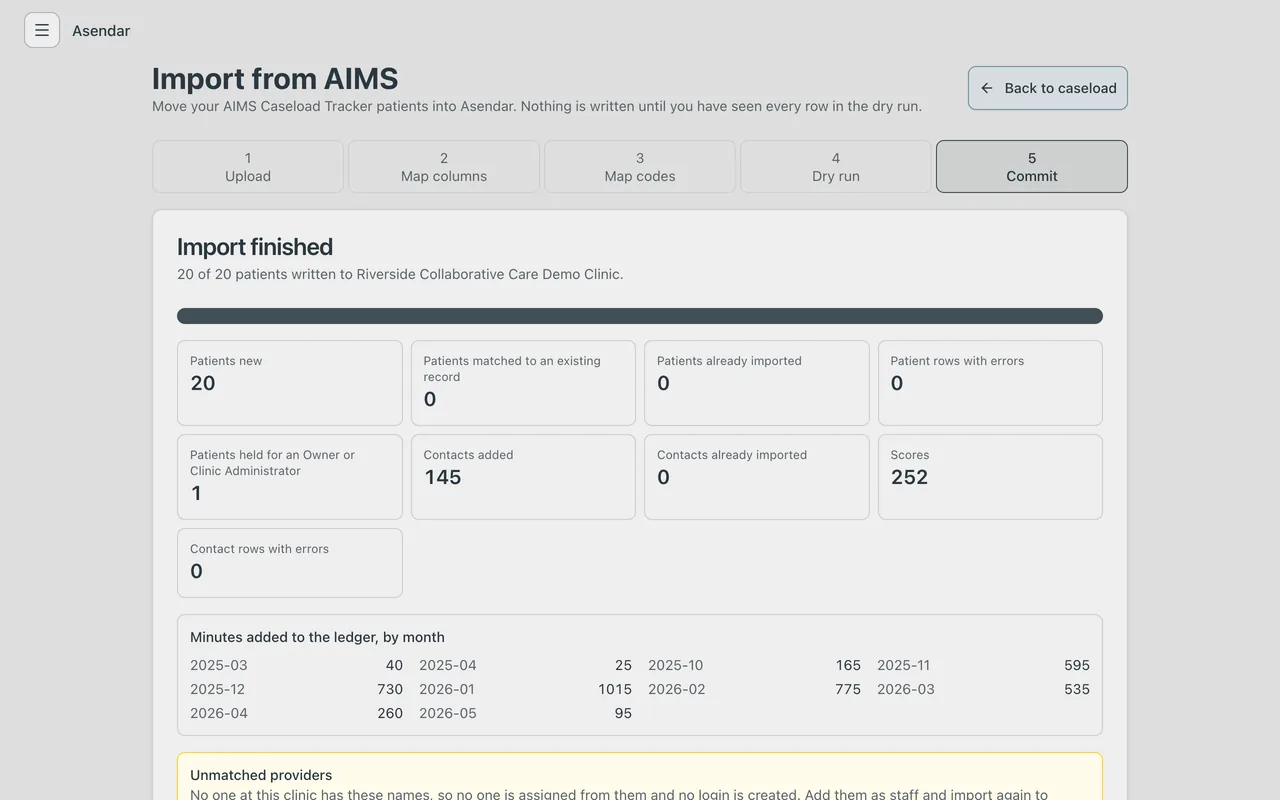 Screenshot: The import finished