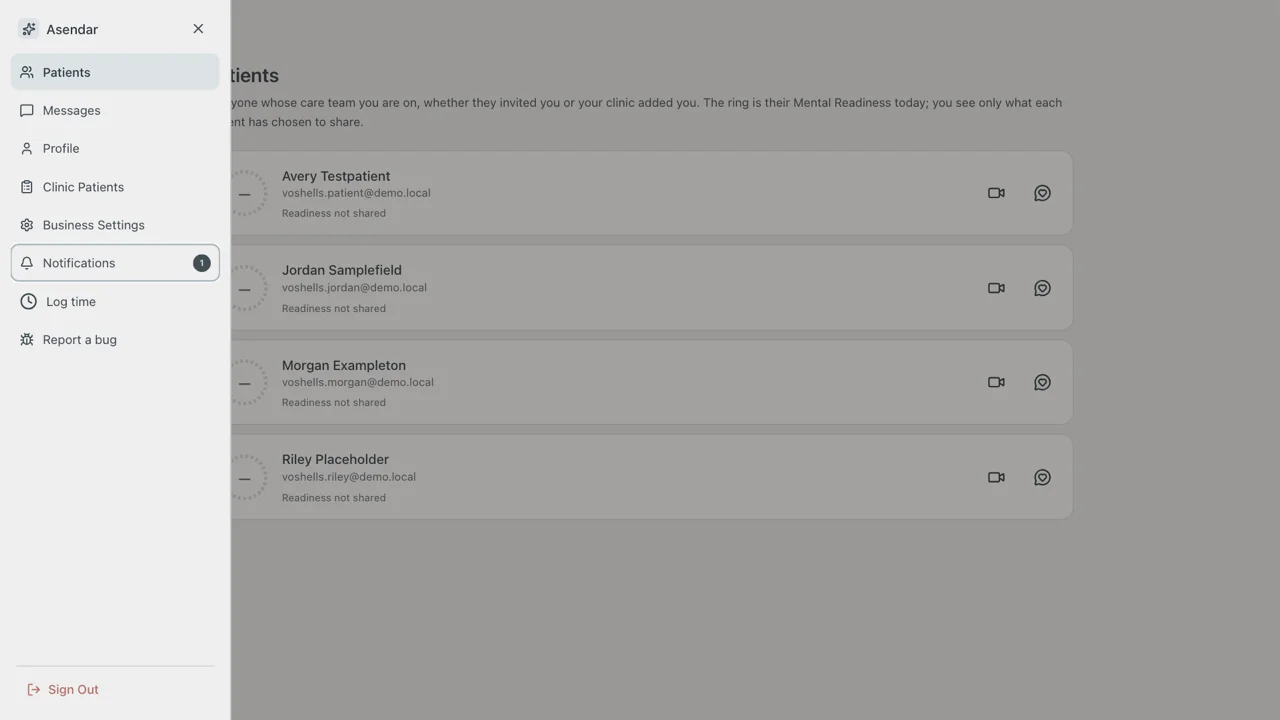 Screenshot: The notice in the menu
